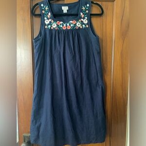 JCrew Navy Floral Linen Dress